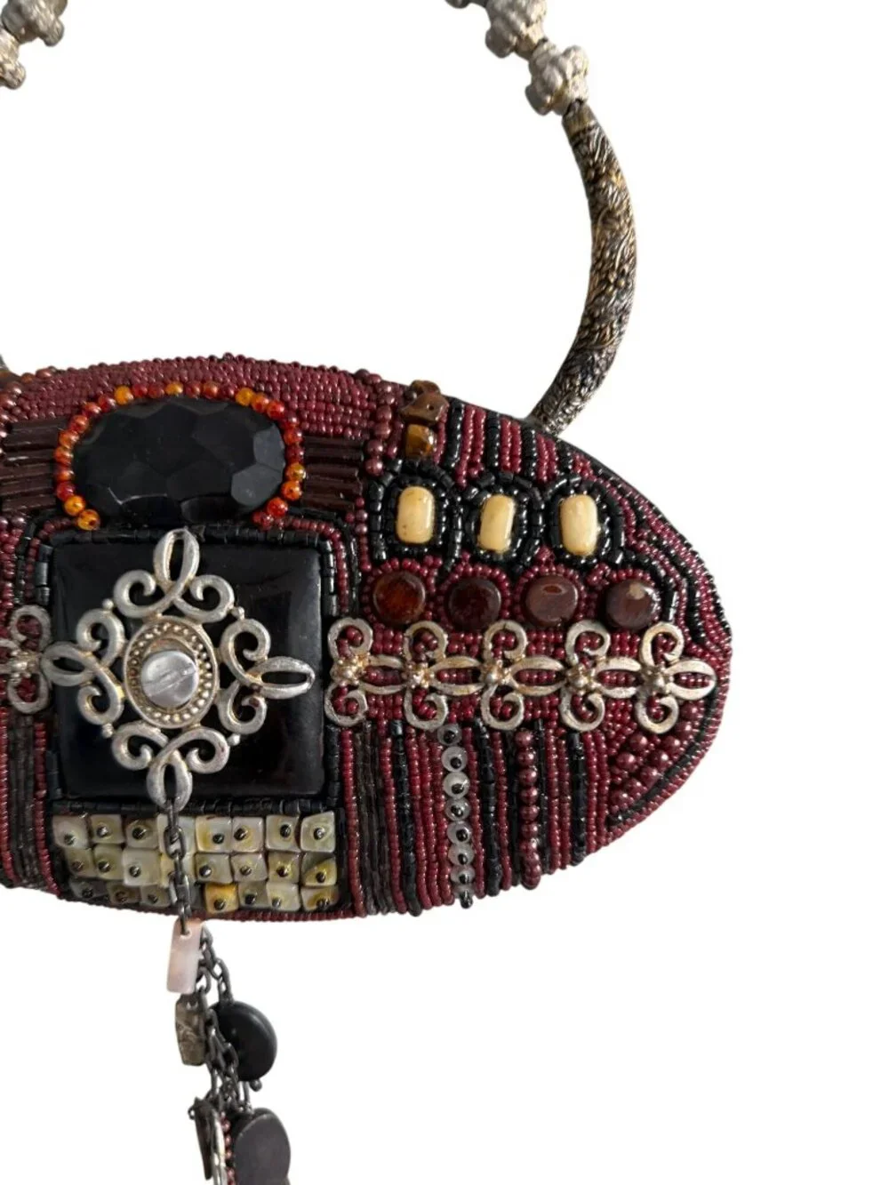 MARY FRANCES Beaded Top Handle Evening Bag